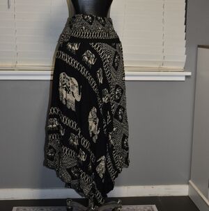 Black and White Elephant Print Skirt